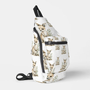 Sac À Bandoulière Alphabet mignon en aquarelle Kangourou bébé animal