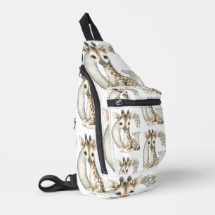 Sac À Bandoulière Alphabet mignon Girafe Animaux Bébés Aquarelle