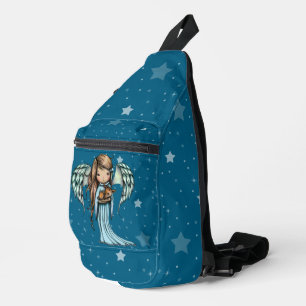 Sac À Bandoulière Ange tenant un petit faon sur fond étoilé