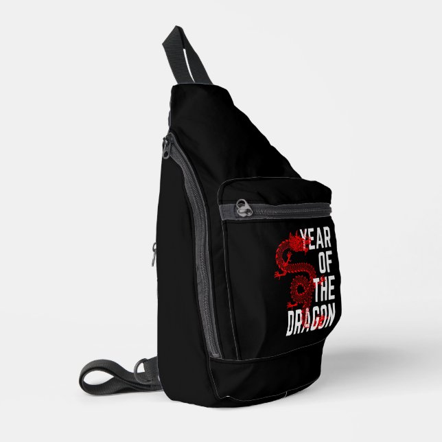 Sac À Bandoulière Année du Dragon rouge blanc (Coin gauche)