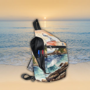 Sac À Bandoulière Aquarelle croquis Byron Bay Lighthouse Monogramme