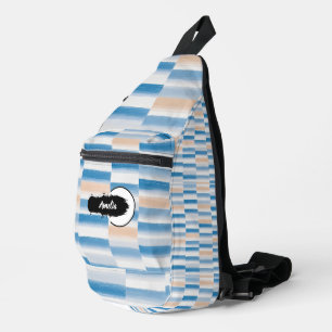 Sac À Bandoulière Aquarelle de pêche bleue personnalisée triée