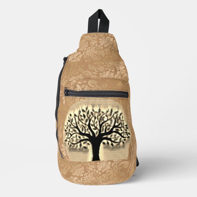Sac À Bandoulière Arbre devant une horloge paysagère (Recto)