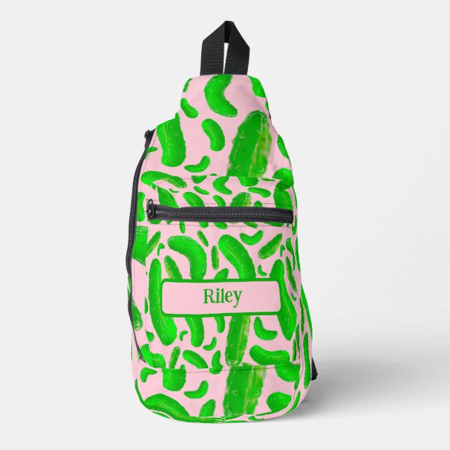 Sac À Bandoulière Arrière - plan rose des sachets verts (Recto)