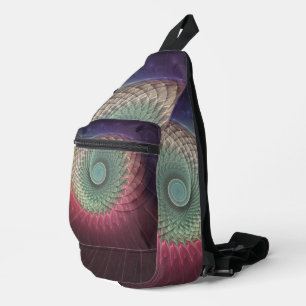 Sac À Bandoulière Art fractal abstrait moderne coloré Escargot