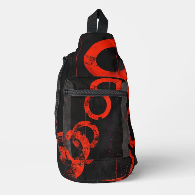 Sac À Bandoulière Art numérique noir et rouge (Recto)