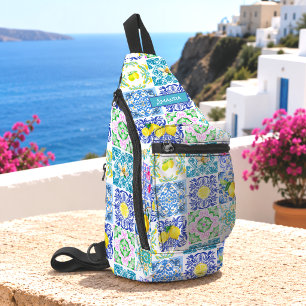 Sac À Bandoulière Azulejo méditerranéen de citrus sicilien vibrant