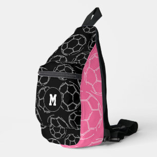 Sac À Bandoulière balle de foot dessin au trait motif sur fond rose 