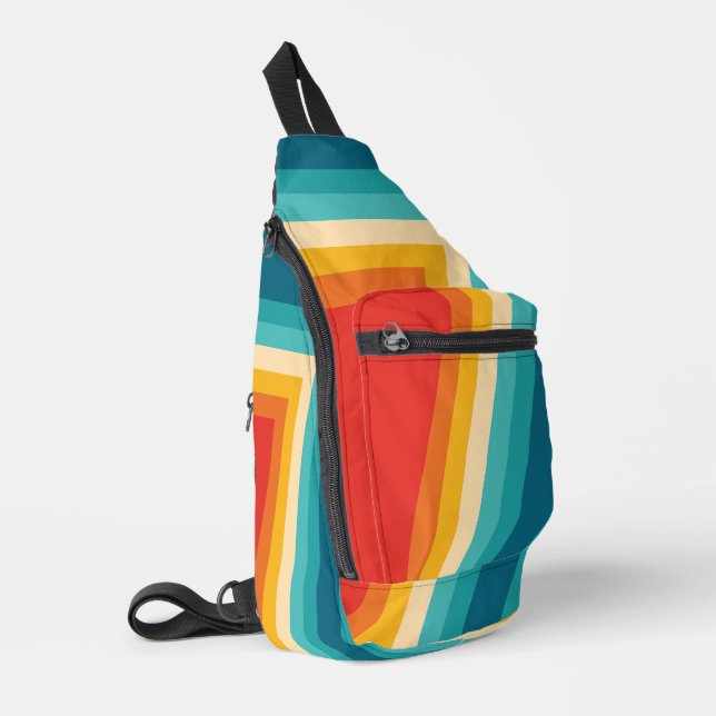Sac À Bandoulière Bande rétro colorée - les années 70, 80s Design (Coin gauche)