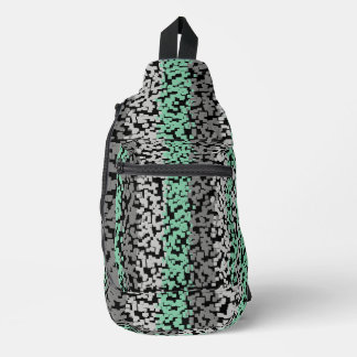 Sac À Bandoulière Bandes numériques pixélisées, vertes, grises, noir