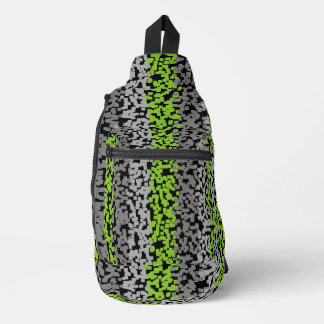 Sac À Bandoulière Bandes pixelisées numériques vertes, grises et noi