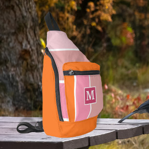 Sac À Bandoulière Bandes roses modernes avec Monogramme