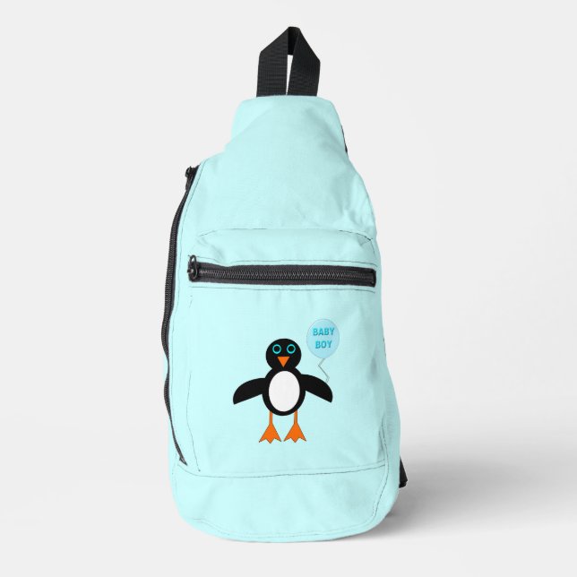 Sac À Bandoulière Bébé Bleu mignon Pingouin Garçon (Recto)