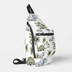 Sac À Bandoulière Bébés dinosaures mignons à l'aquarelle