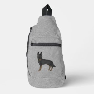 Sac À Bandoulière Berger Allemand Bi-Noir Mignon Chien de Dessin Ani