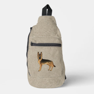 Sac À Bandoulière Berger Allemand noir et feu dessin animé Chien mar