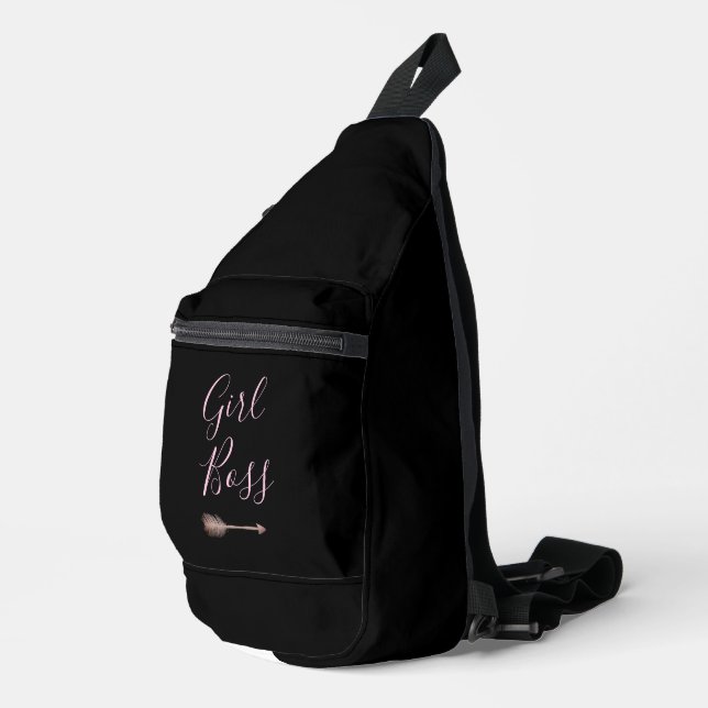 Sac À Bandoulière Black Elegant Script Girl Boss (Coin droit)