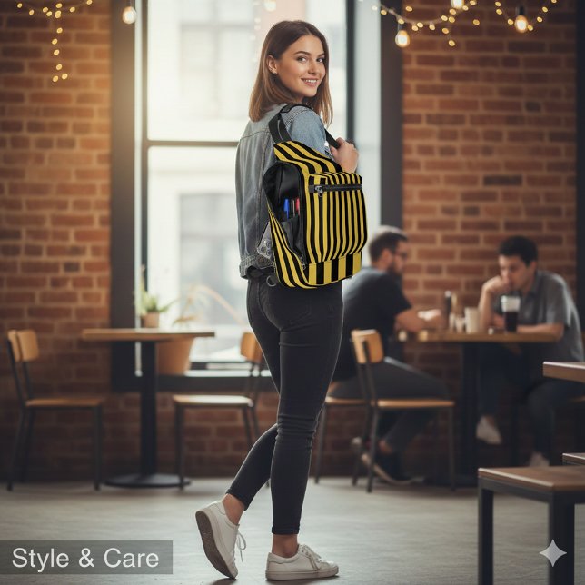 Sac À Bandoulière Black Metallic Gold Stripe Pattern Stylish (Black Metallic Gold Stripe Pattern Stylish Sling Bag)