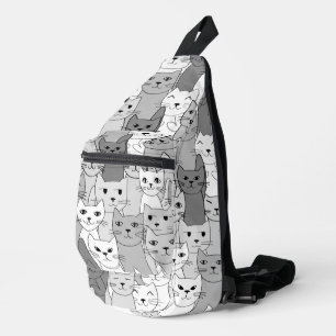Sac À Bandoulière Black White Gris Chats Design Sling Sag