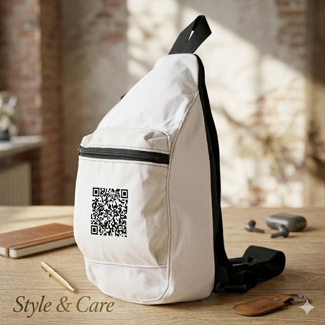 Sac à bandoulière blanc élégant avec QR code (Stylish White Cut Sew Sling Bag with QR Code)
