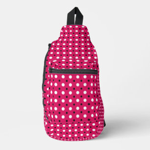 Sac À Bandoulière Blanc, rose vif et pois noirs