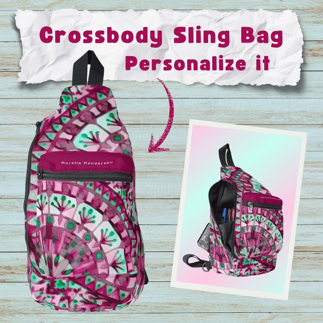 Sac À Bandoulière Boho Mosaic Carreaux rose Berry - (Créateur téléchargé)