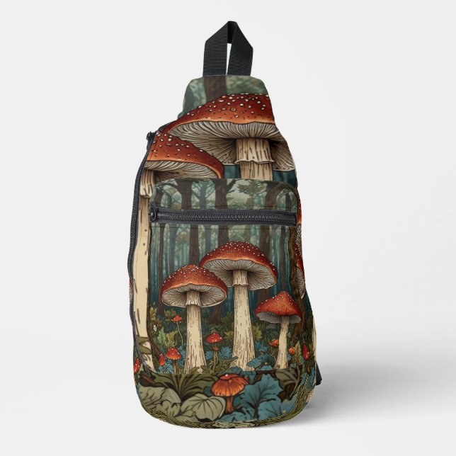 Sac À Bandoulière Boho vintage champignons forêt (Recto)