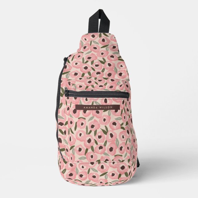 Sac À Bandoulière Bold Inky Floral Pattern | Hand-Drawn Botanical (Recto)