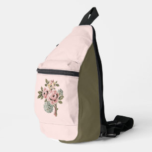 Sac À Bandoulière Bouquet Floral Botanique de Rose Rose Vintage