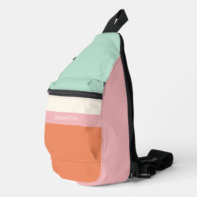 Sac À Bandoulière Brochure de menthe Blocs de couleurs modernes Bloc (Coin droit)