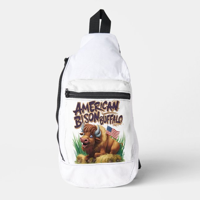 Sac À Bandoulière Buffle de bison américain avec drapeau américain (Recto)