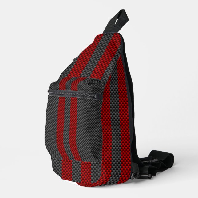Sac À Bandoulière Burgundy Red Carbon Fibres Stripes (Coin droit)