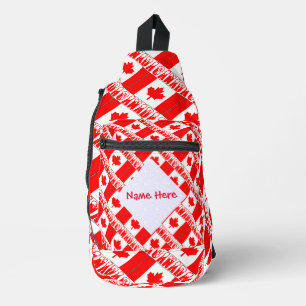Sac À Bandoulière Canada et Drapeau Canadien Carrelé Rouge Personnal