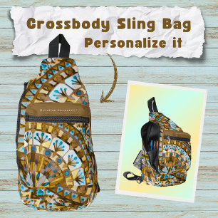 Sac À Bandoulière Carreau de mandala mosaïque Boho jaune miel -