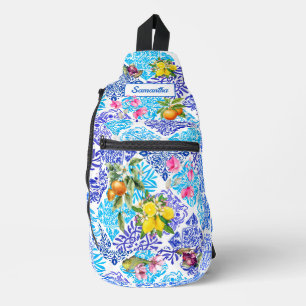 Sac À Bandoulière Carreaux d'azulejos méditerranéens fleuris d'agrum
