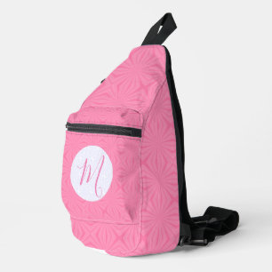 Sac À Bandoulière Carrés ondulés rose clair Initiale personnalisée