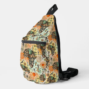 Sac À Bandoulière Carte d'Afrique Éléments Tribaux Décoratifs Motif 