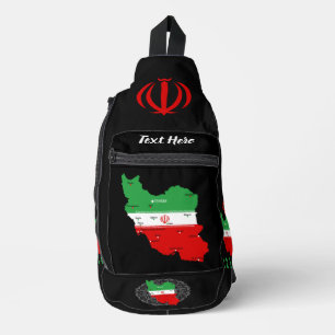 Sac À Bandoulière Carte de l'Iran avec drapeau et emblème