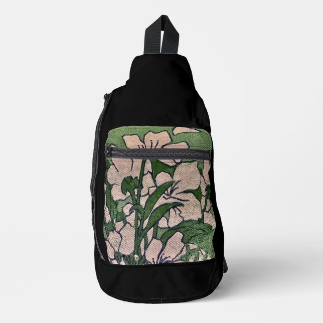 Sac À Bandoulière Cascade de fleurs roses  (Recto)