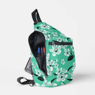 SAC À BANDOULIÈRE CERISIER EN FLEURS - MOTIF SAKURA EN MINT