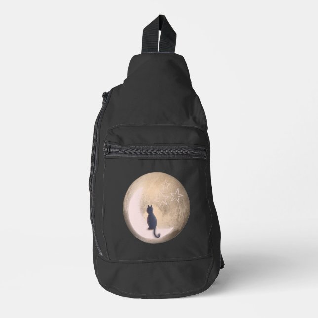 Sac À Bandoulière chat sur la lune (Recto)