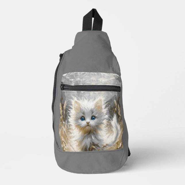 Sac À Bandoulière Chaton blanc précieux (Recto)