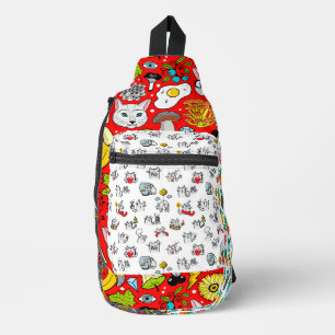 Sac À Bandoulière Chats amusants, lait et magie.