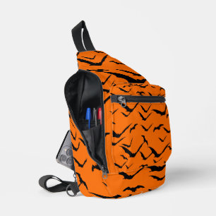 Sac À Bandoulière Chauves-souris d'Halloween Orange Noir
