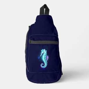 Sac À Bandoulière Cheval de mer de glace cristal sur Arrière - plan