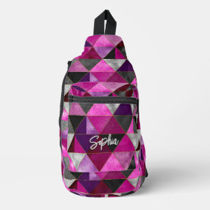 Sac À Bandoulière Chic rose violet gris géométrique