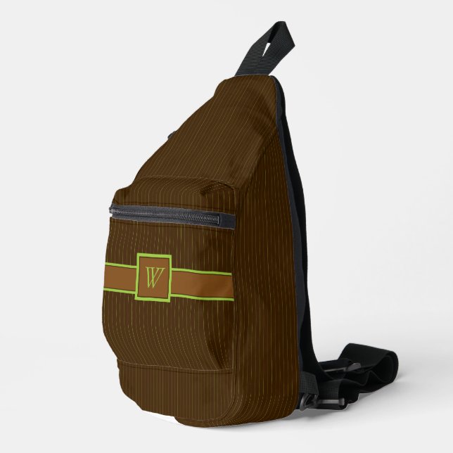 Sac À Bandoulière Chocolat avec rayures au citron vert (Coin droit)