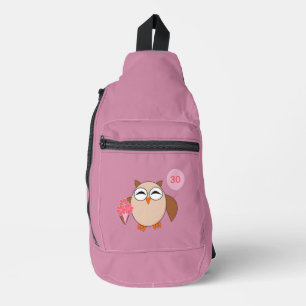 Sac À Bandoulière Chouette d'anniversaire de l'âge personnalisé
