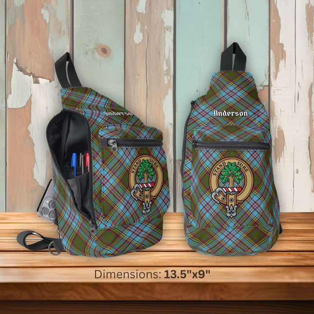 Sac À Bandoulière Clan Anderson Crest sur Tartan (Créateur téléchargé)