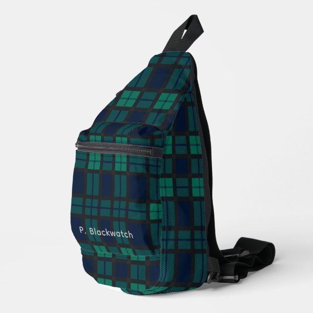 Sac À Bandoulière Clan Plaid personnalisé Black Watch Tartan personn (Coin droit)
